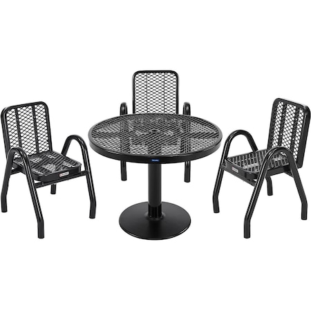 Global Industrial Outdoor Dining Set, 36in Round x 29inH Table & 4 Chairs, Black 348122BK
